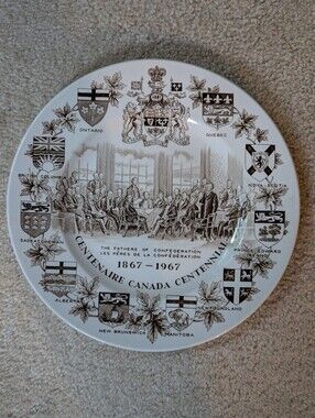 Canada Centennial 1867-1967 Wood and Sons Alpine White Ironstone Plate
